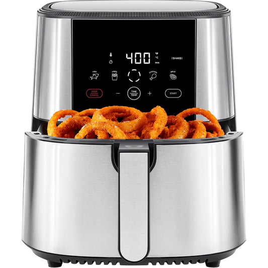 TurboFry® XL 8-Qt Touch Air Fryer  Digital Presets, Shake Reminder, Dishwasher-Safe, Stainless Steel