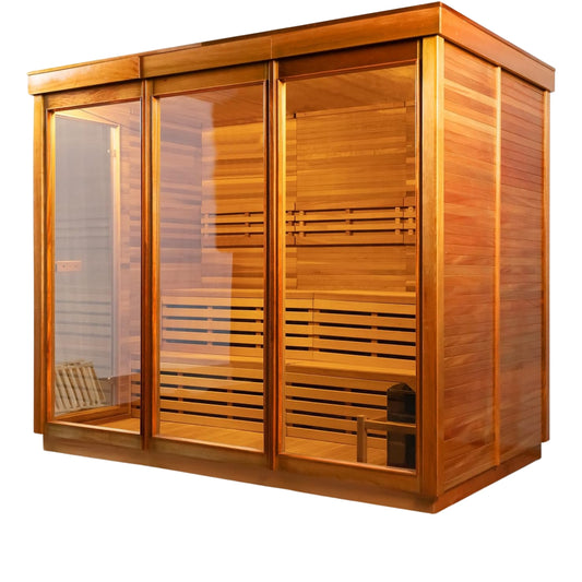Customize 4-8 Person Outdoor Sauna | DIY Canadian Cedar Steam Cube Kit with 220V Harvia Stove