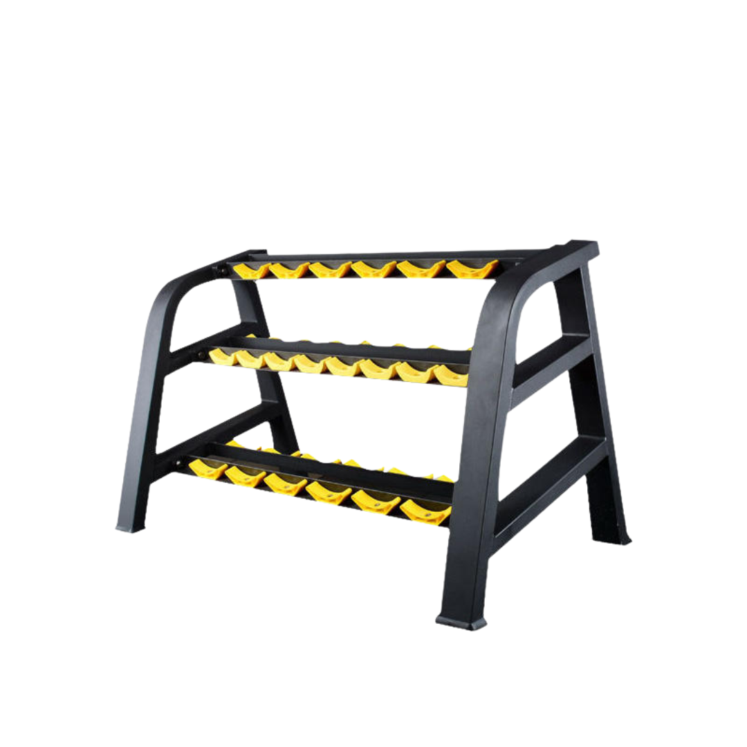 YM Equipment 3-Tier Dumbbell Rack Custom Size Steel Dumbbell Stand for Strength Training