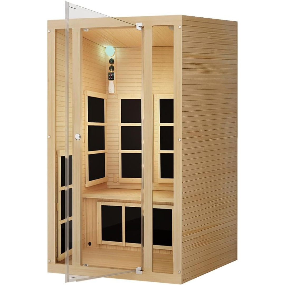 Joyous 2-Person Infrared Sauna with Low EMF, Light Therapy & Bluetooth – Indoor Luxury Spa