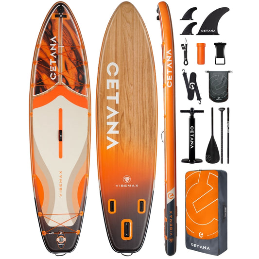 CETANA Vibemax Orange 11’6” Inflatable SUP Board | All-Round Paddle Board with Accessories