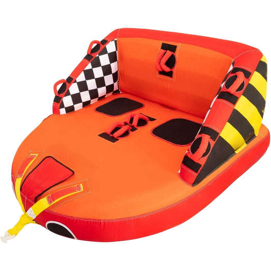 Inflatable Towable Tube for Boating – 1-4 Rider Models, Dual Tow Points, Full Nylon Cover & EVA Pads