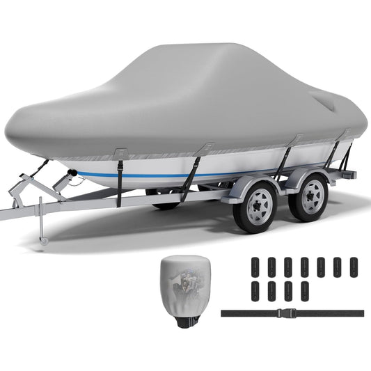 20'-22' Universal Boat Cover 800D Marine-Grade Waterproof Polyester Fits V-Hull, Tri-Hull & Bass Boats