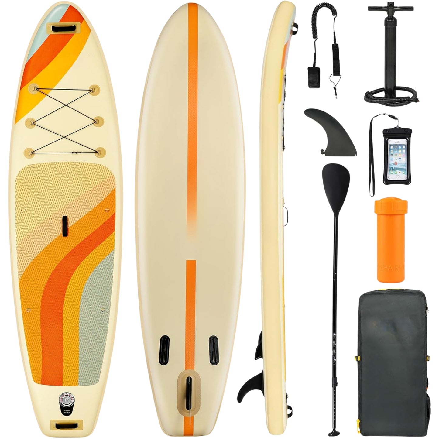 SUP Inflatable Paddle Board 10'6" for Adults – Stand Up Paddleboard with Paddle, Bag, Pump & Accessories