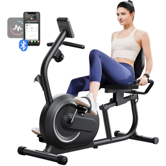 Exercise Bike for Home with Bluetooth App, LCD Display, Heart Rate Monitor & Magnetic Resistance