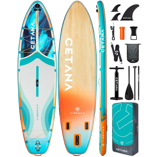 CETANA Vibemax Blue Inflatable SUP Board 11'6"x35"x6" | All-Round Paddle Board with Accessories