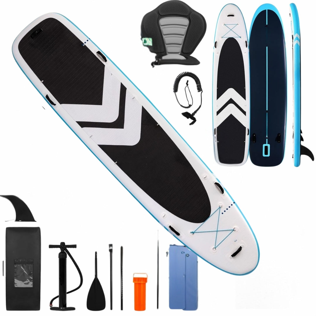 12’2” Inflatable Paddle Board – XL Family SUP for 2 Adults & Child, Stable 34” Wide Design, 450 lbs Capacity