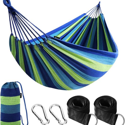 Portable Camping Hammock with Tree Straps – Comfortable Fabric Hammock 660lbs Capacity with Bag