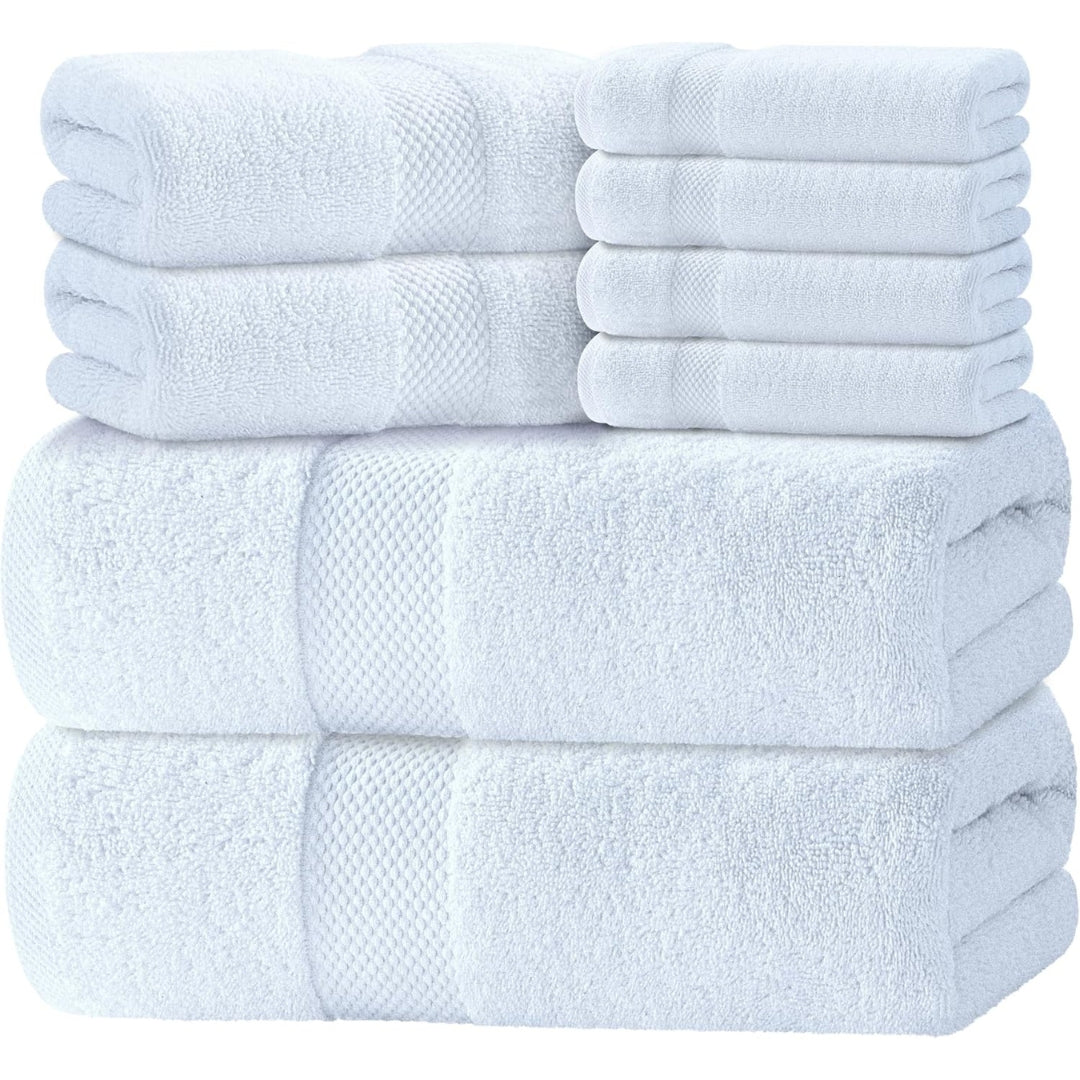 Luxury 8-Piece White Bath Towel Set | 100% Turkish Cotton 700 GSM | Soft, Absorbent & Quick Dry