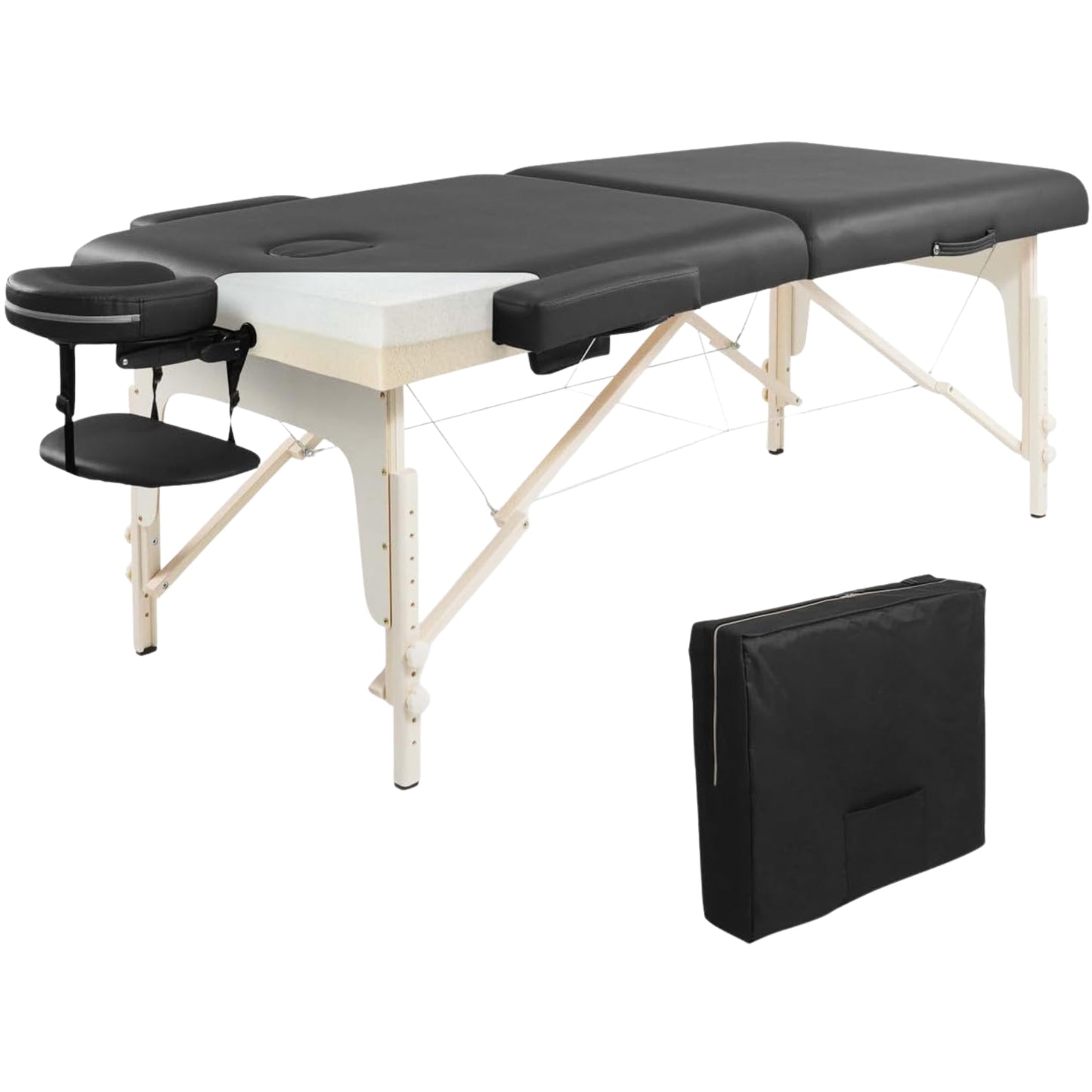 Premium 84" Portable Massage Table – Memory Foam, Adjustable Spa Bed with Cradle & Carry Case