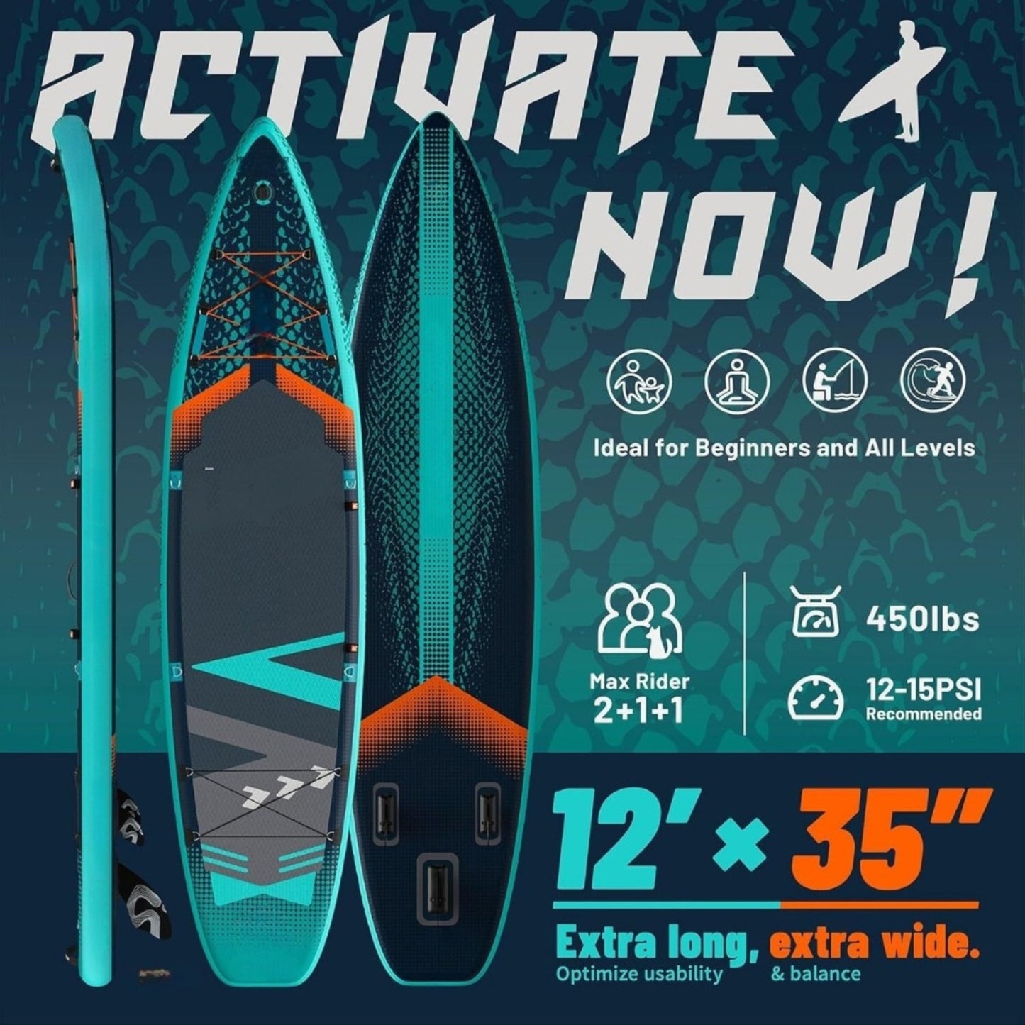 Lead Inflatable Stand Up Paddle Board 11’ x 33” / 12’ x 35” Ultra Stable SUP Kit for Adults & Youth with Kayak Conversion & Accessories