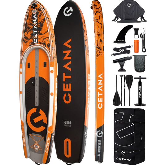 CETANA FloatMaster Orange 11’6” Inflatable SUP Board | 600lbs Capacity | All-Round Stand Up Paddleboard