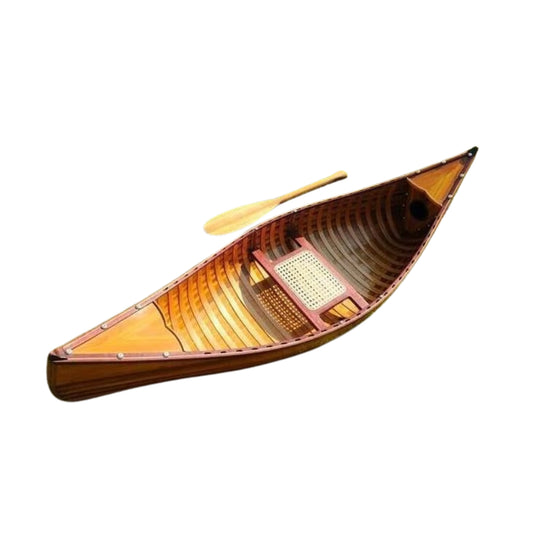 Global Greatness 6 ft Handcrafted Wooden Canoe with Ribs | Canadian Red Cedar, Fiberglass Encased