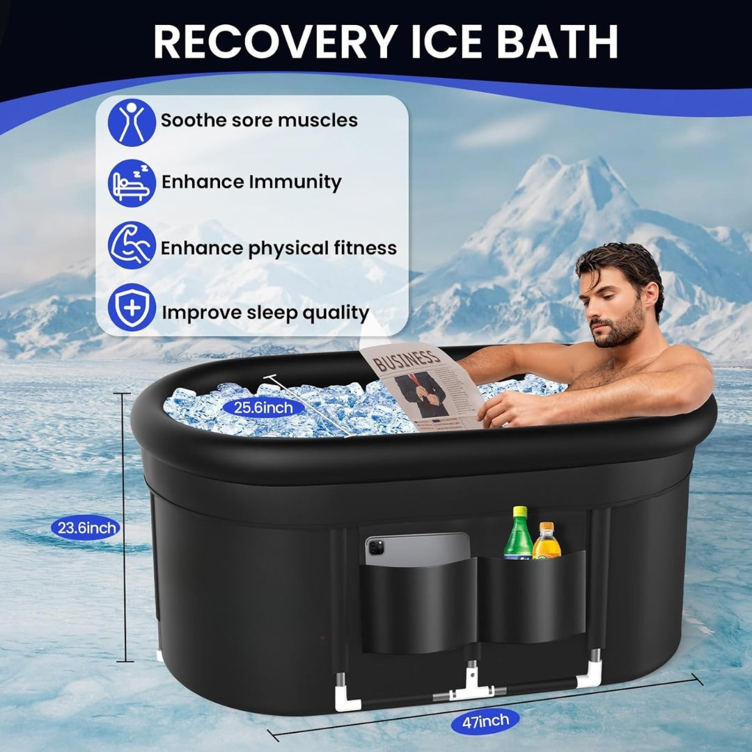 Ice Bath Tub for Adults XL 140 Gal Portable Cold Plunge Tub for Fitness, Athletes & Recovery Indoor & Outdoor Use