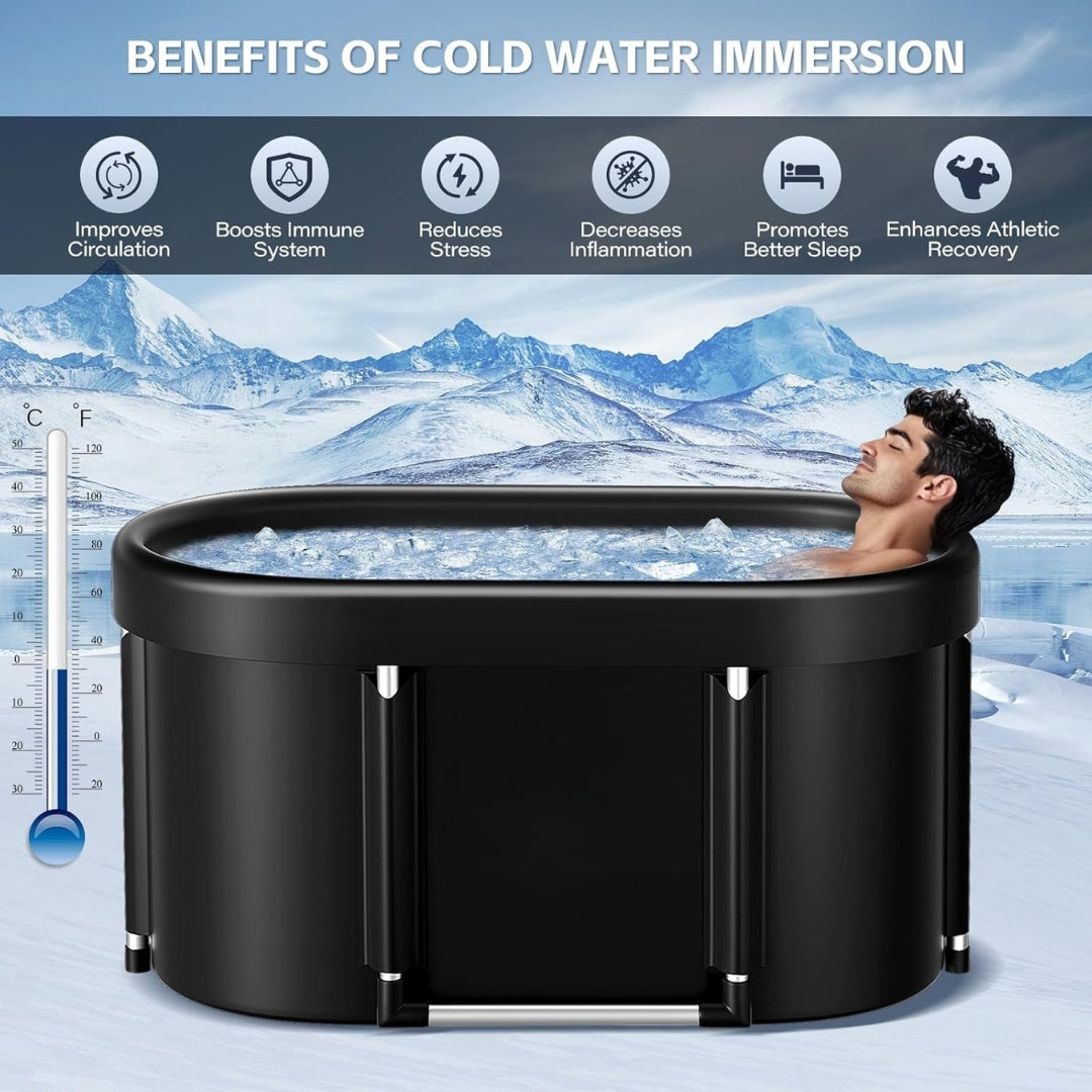 New Upgrade XL 139-Gallon Oval Ice Bath Tub 6-Layer Insulated Portable Cold Plunge for Athletes, Home Gym & Outdoor Recovery