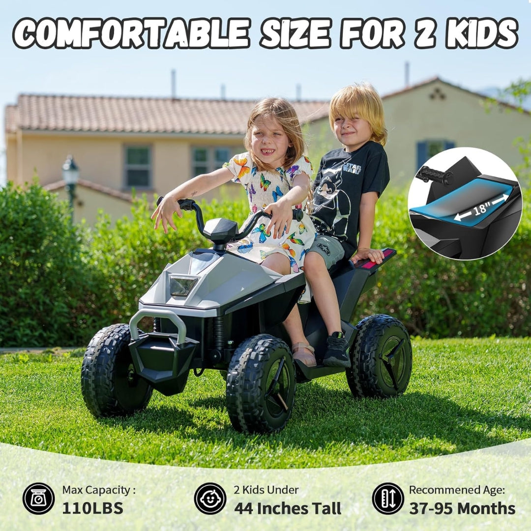 24V Kids ATV 2 Seater Ride On Car, 2x200W Motors, LED Lights, Bluetooth Music, Electric Four Wheeler