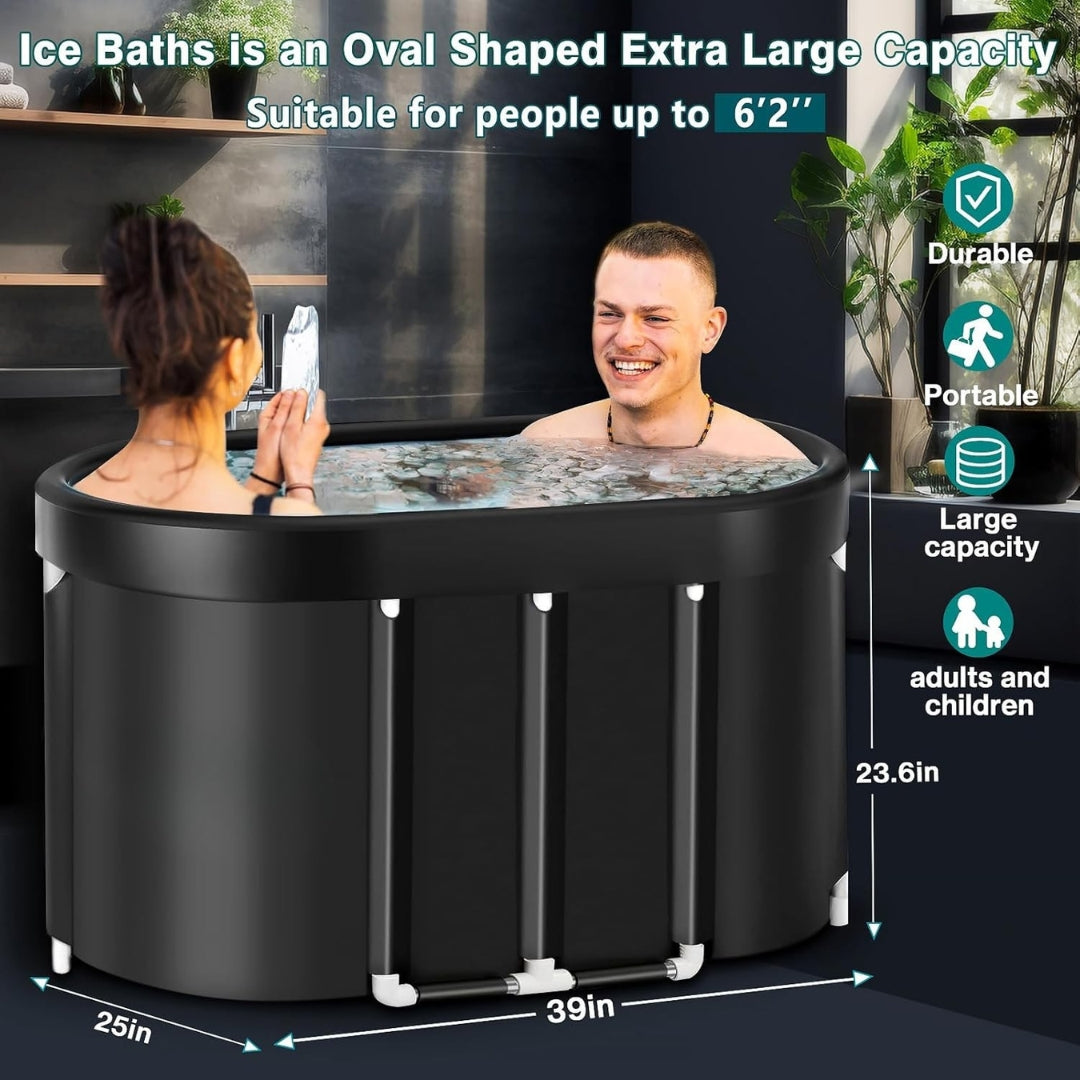 Ice Bath Tub 129 Gal – Portable Cold Plunge Tub, Foldable, Multi-Layered, with Storage Bag for Indoor & Outdoor Use