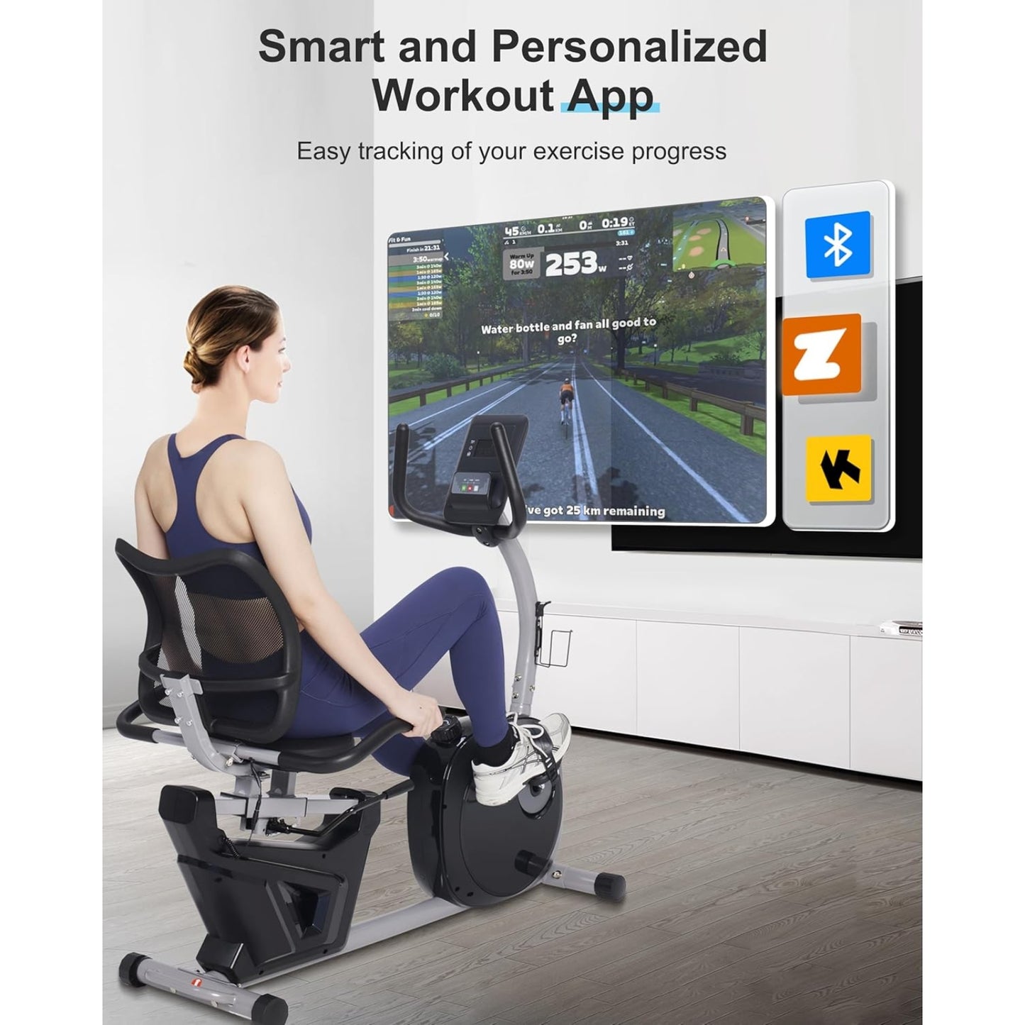 Recumbent Exercise Bike for Home – Ergonomic Comfort Seat, Smart App, 420LBS Capacity