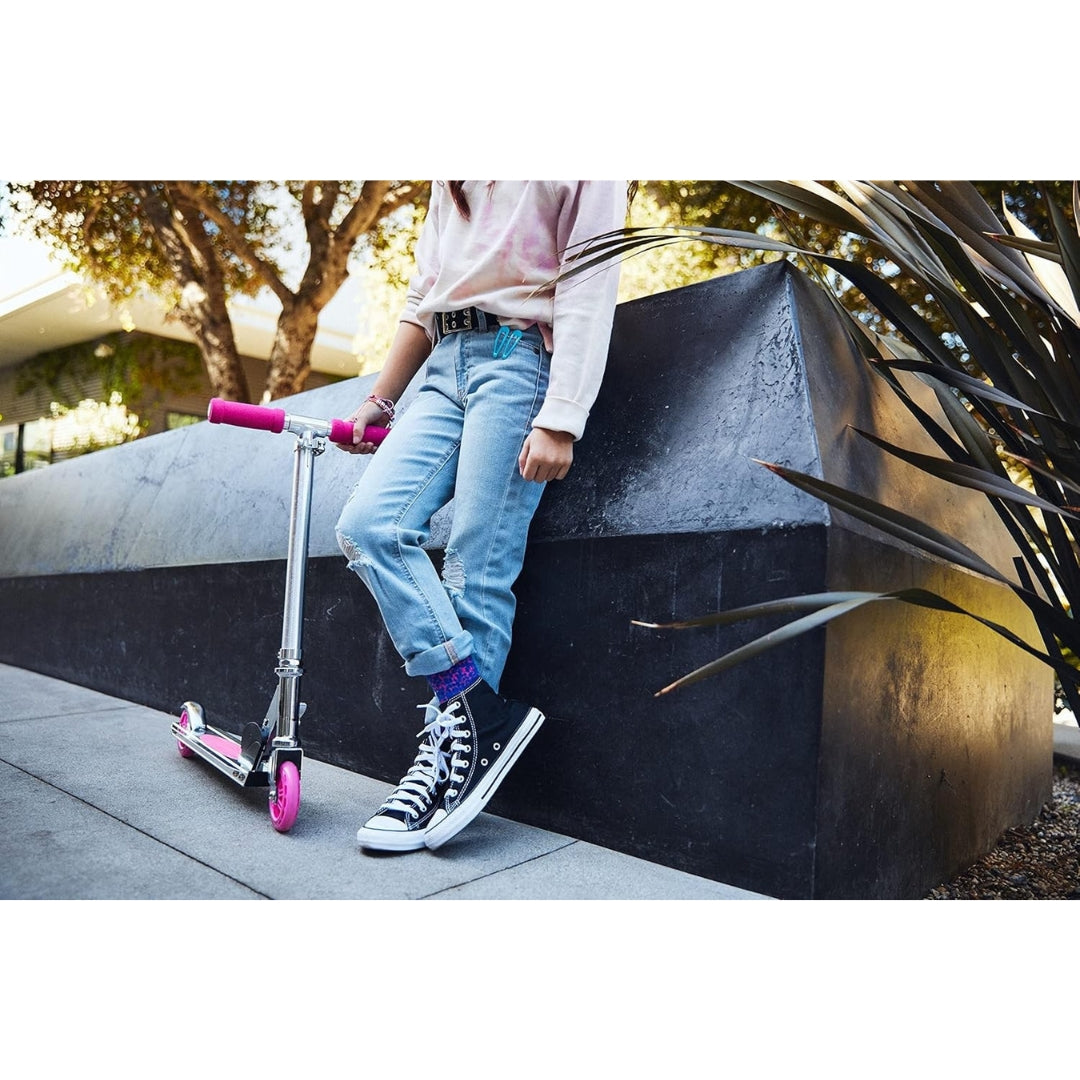 Kick Scooter for Kids – Lightweight, Foldable, Aluminum Frame with Adjustable Handlebars, Pink