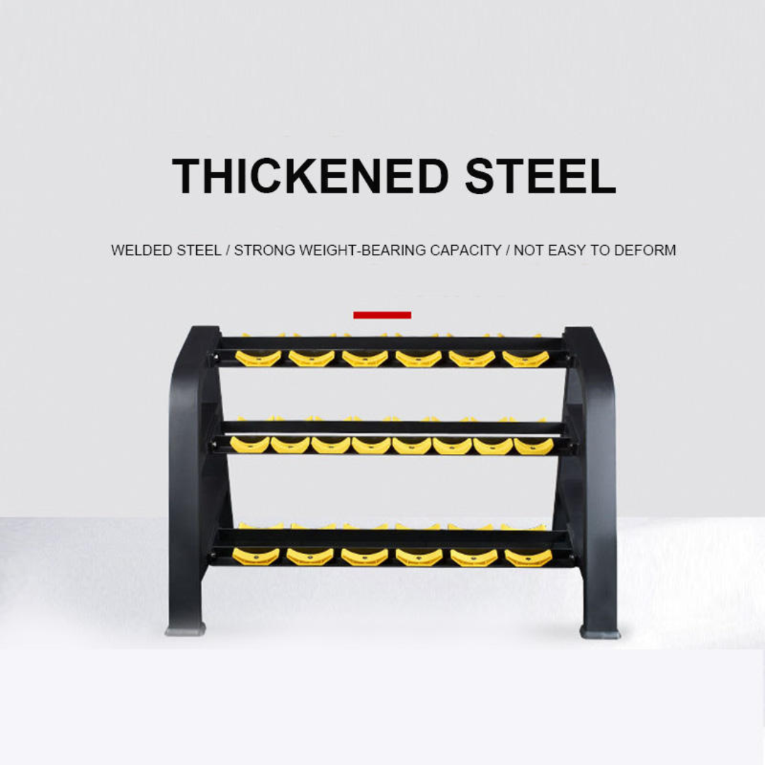 YM Equipment 3-Tier Dumbbell Rack Custom Size Steel Dumbbell Stand for Strength Training