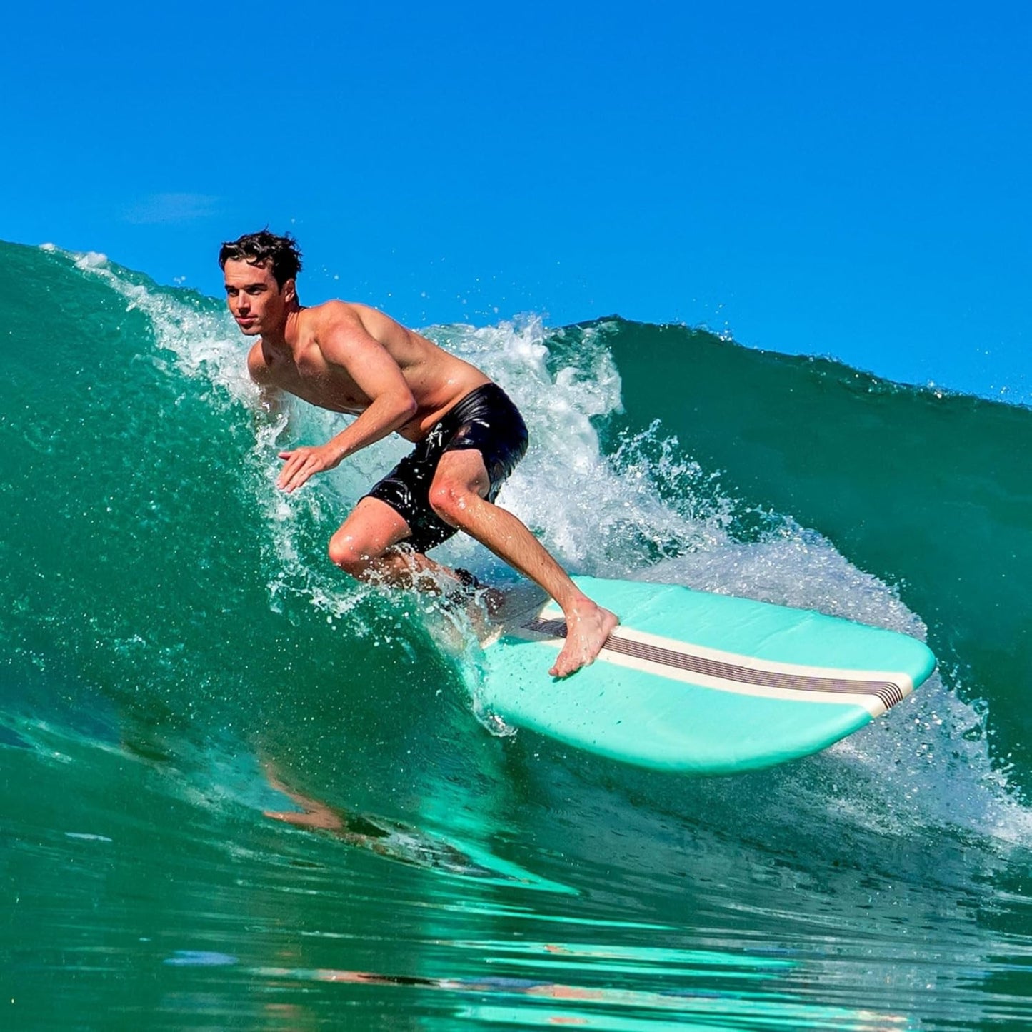 Fender x 8ft Surfboard | Foam Construction with Deck Graphic | Slick Bottom | Leash & Fins Included