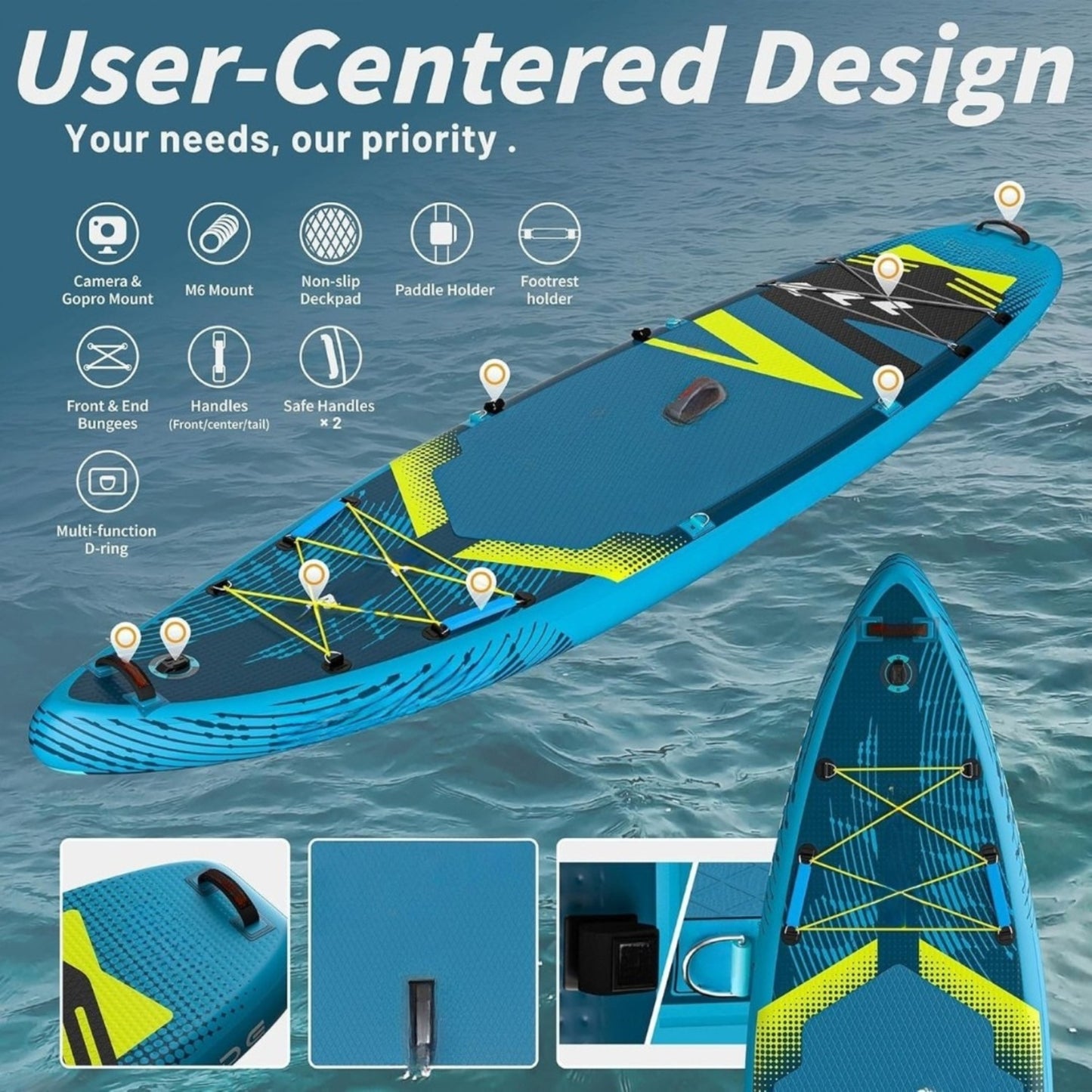 Lead Inflatable Stand Up Paddle Board 11’ x 33” / 12’ x 35” Ultra Stable SUP Kit for Adults & Youth with Kayak Conversion & Accessories