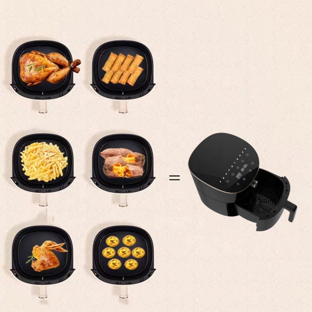 Smart Home 5.5L Touch Screen Air Fryer Oil-Free Digital Deep Fryer with Nonstick Basket
