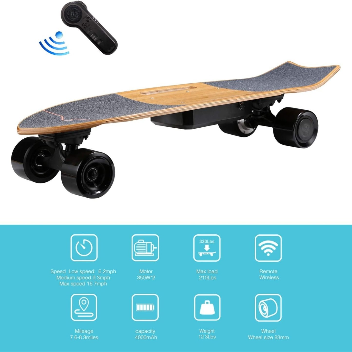 electric-skateboard-with-remote-700w-hub-motor-16-7-mph-8-2-miles-range-3-speed-modes