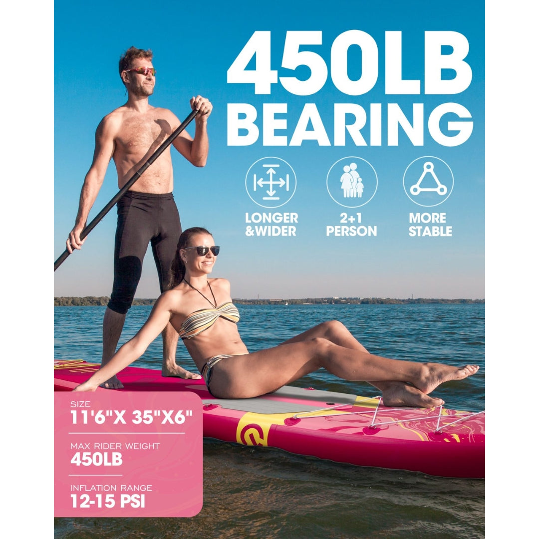 CETANA PinkBliss Inflatable SUP 11'6" All-Round Paddle Board with Accessorie 450lbs Capacity
