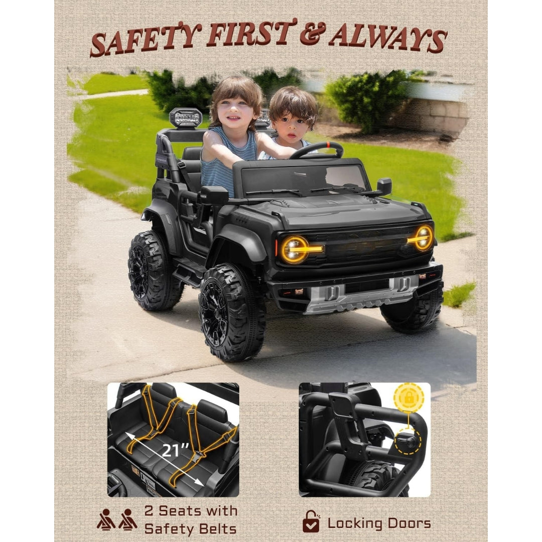 24V Licensed Ford Bronco Raptor Ride On Car, 2-Seater Electric Kids Car w/ Remote & Safety Features