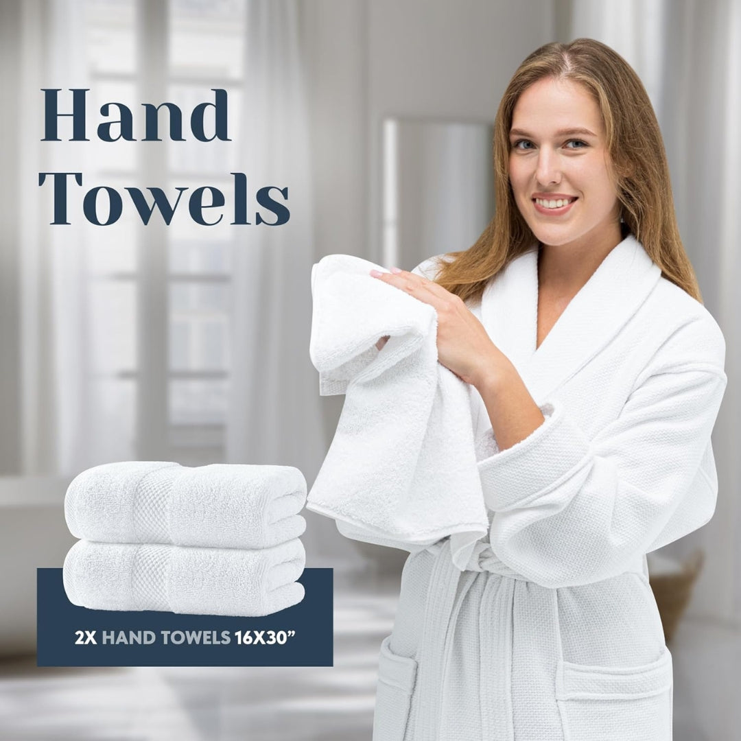Luxury 8-Piece White Bath Towel Set | 100% Turkish Cotton 700 GSM | Soft, Absorbent & Quick Dry