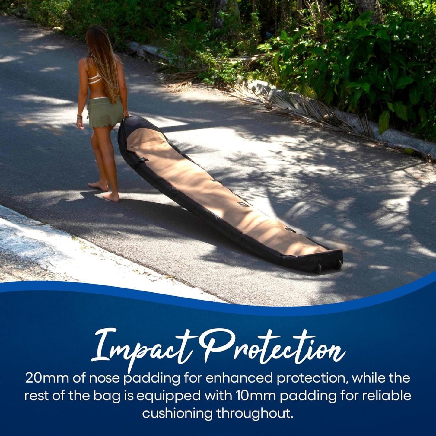 Hemp Surfboard Travel Bag – Eco-Friendly Surfboard Case with Padding, Wheels & Storage Pockets
