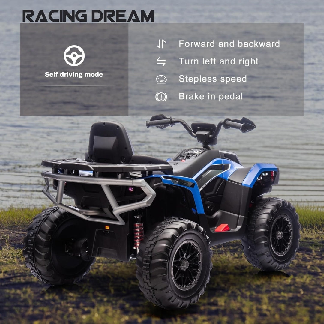 Kids ATV 4 Wheeler 24V Electric Ride On | 4WD, 2-Seater, 4x200W Motors, 6 MPH Speed | Blue Ride-On Toy