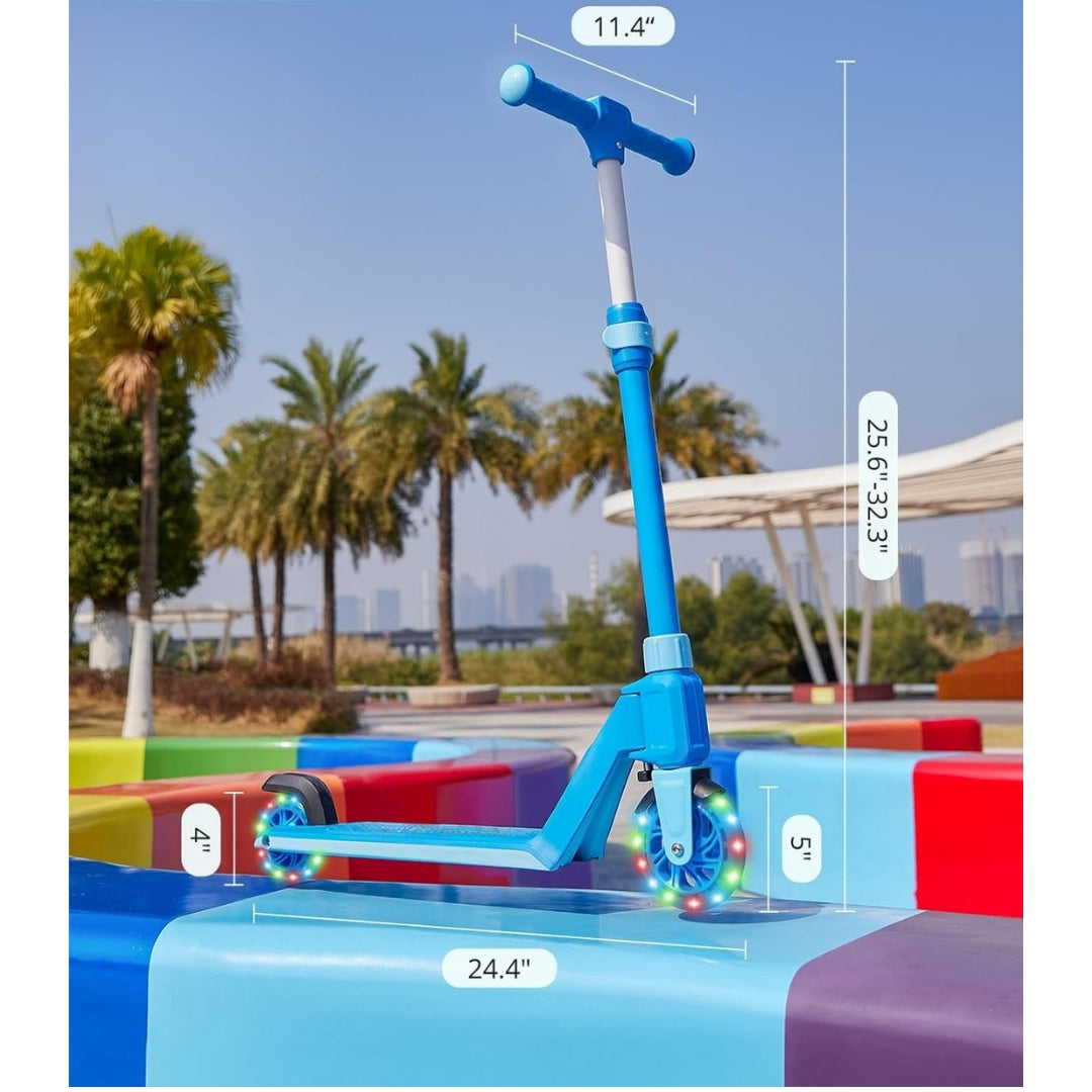 K03 Kids Kick Scooter with LED Light-Up Wheels, Adjustable Handlebar, Anti-Slip Deck & 110 Lbs Capacity