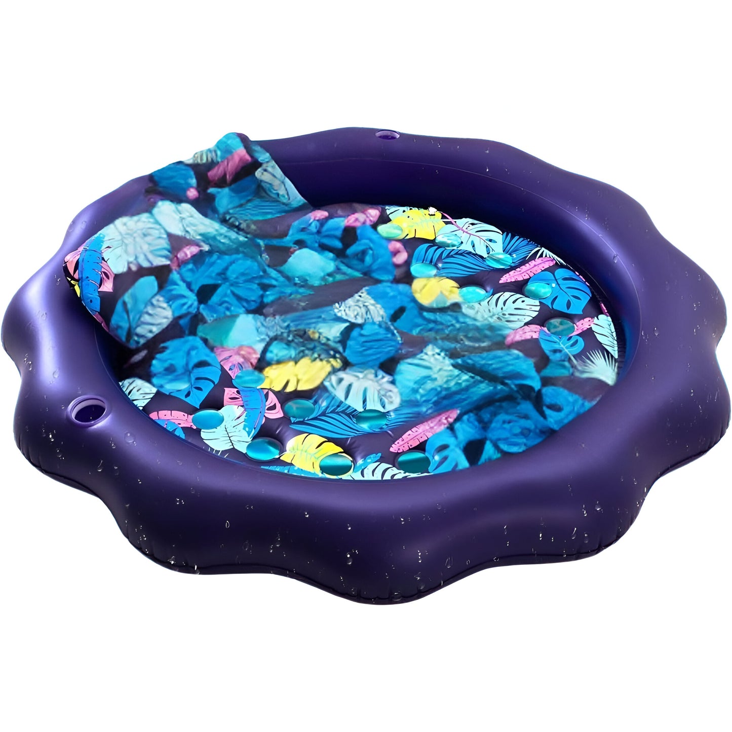 Extra Large Inflatable Pool Float Lounger 77" with Pillow, Cup Holders & Cooling Holes – Purple
