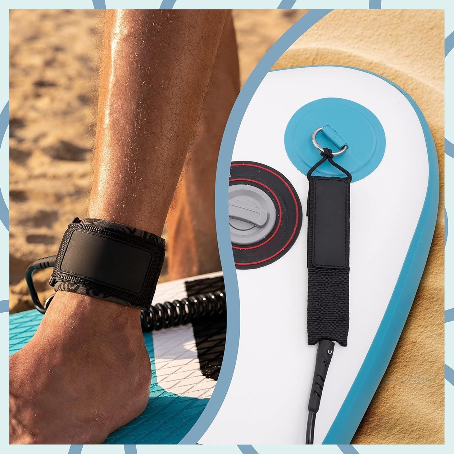 Premium 7.2mm Coiled SUP Leash with Quick Release & Waterproof Waist Bag – Paddleboard Accessory