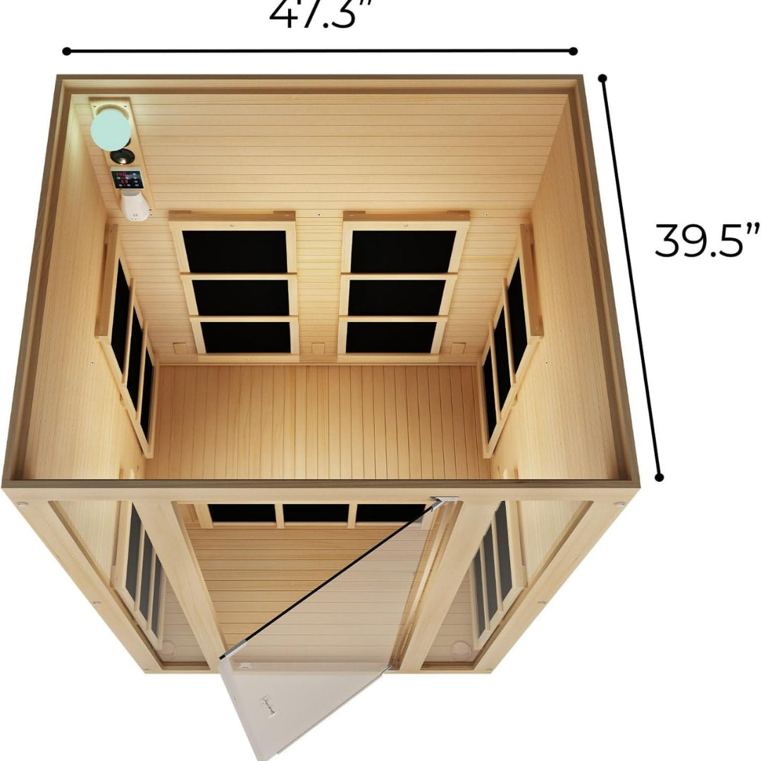Joyous 2-Person Infrared Sauna with Low EMF, Light Therapy & Bluetooth – Indoor Luxury Spa