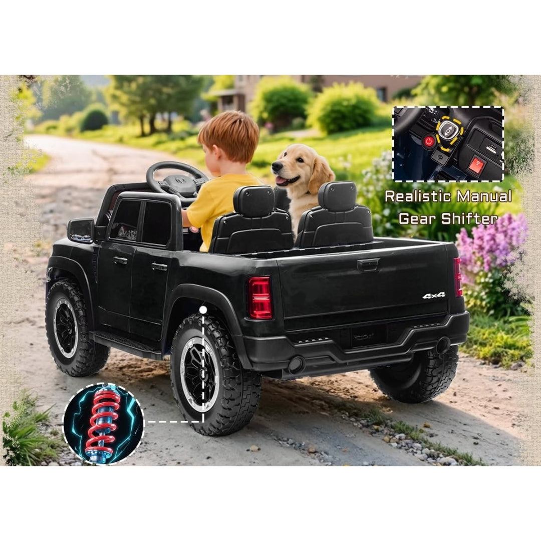 24V Ride On Truck for Big Kids | Licensed RAM 1500 RHO 2-Seater Electric Car w/Remote, Bluetooth & L