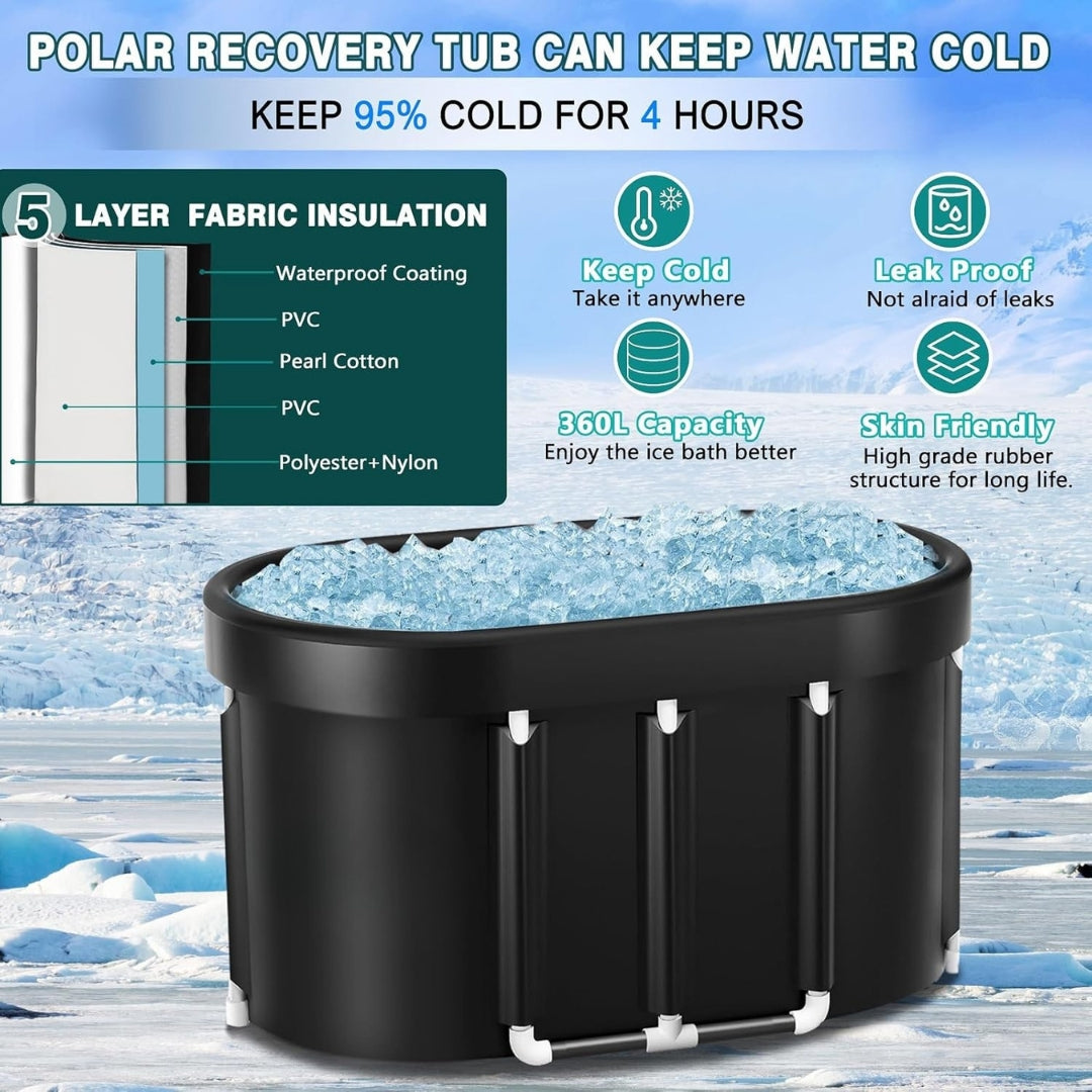 Ice Bath Tub 129 Gal – Portable Cold Plunge Tub, Foldable, Multi-Layered, with Storage Bag for Indoor & Outdoor Use