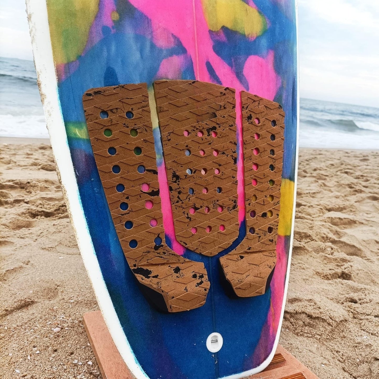 3 Piece Surfboard Traction Pad EVA Non-Slip Tail Pad – Fits All Boards, Multiple Colors