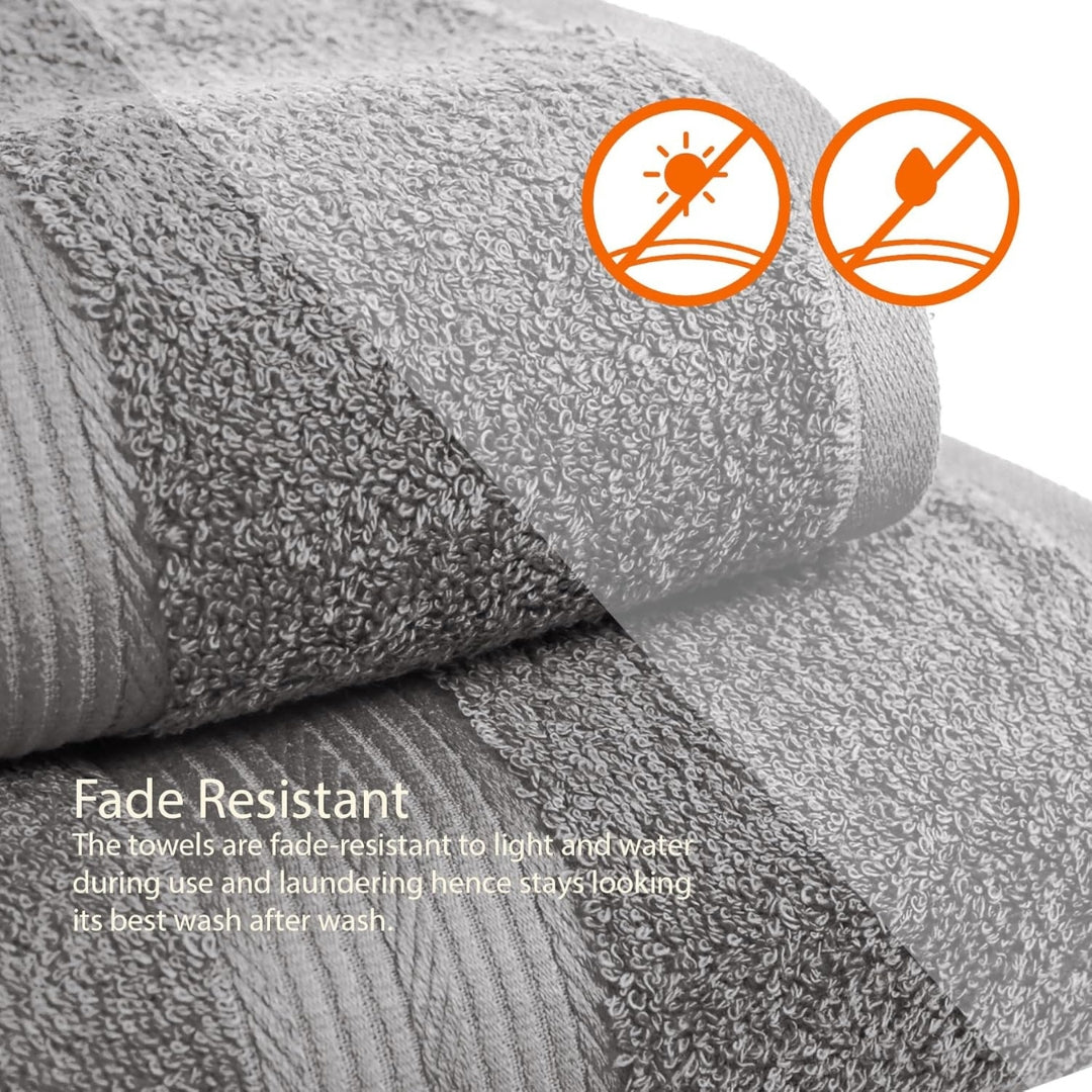 6-Piece Oversized Fade-Resistant Cotton Towel Set – Soft & Absorbent Bath, Hand & Wash Towels, Gray