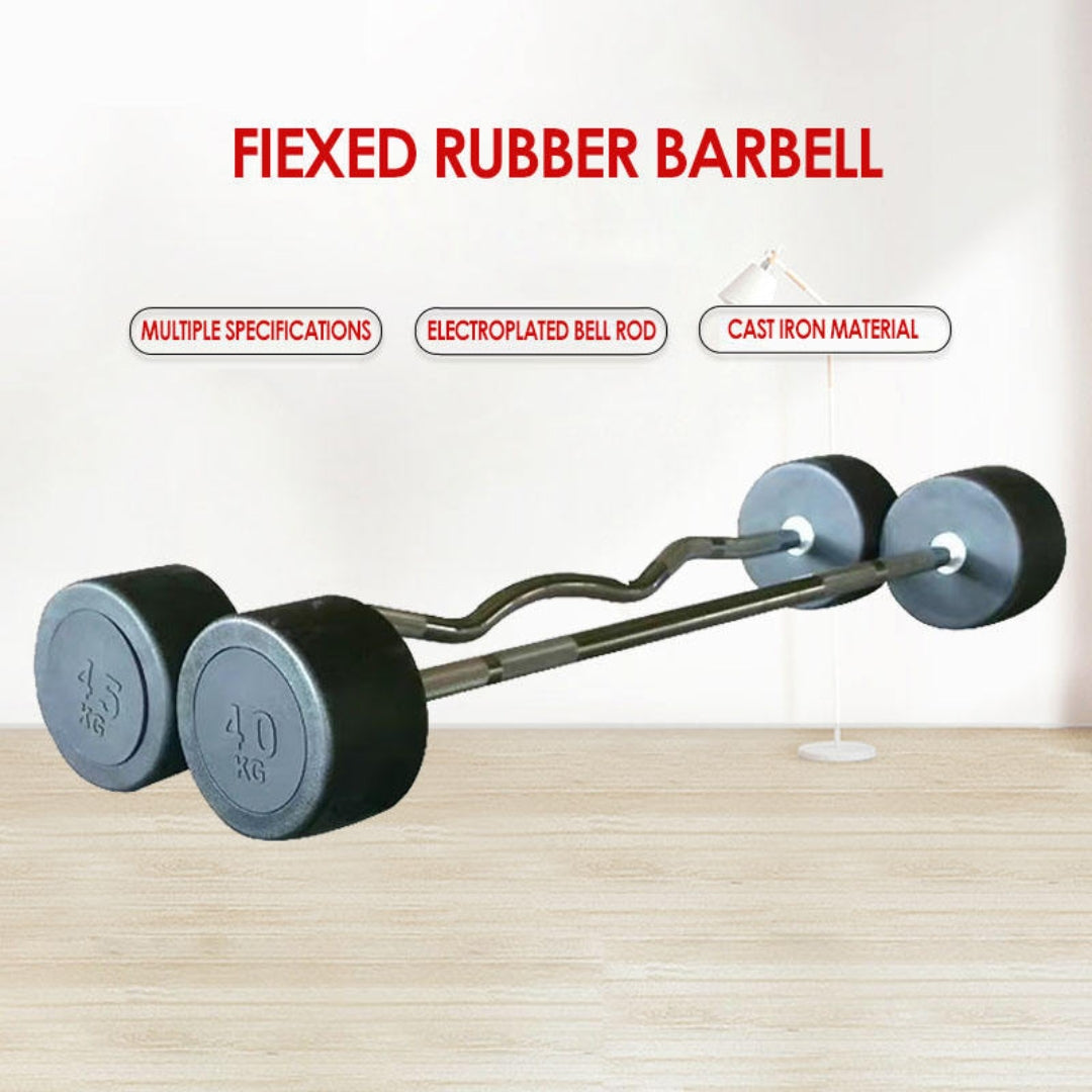 2023 Fixed Rubber Barbell Set Customizable Straight & Curl Weightlifting Bars Factory Price