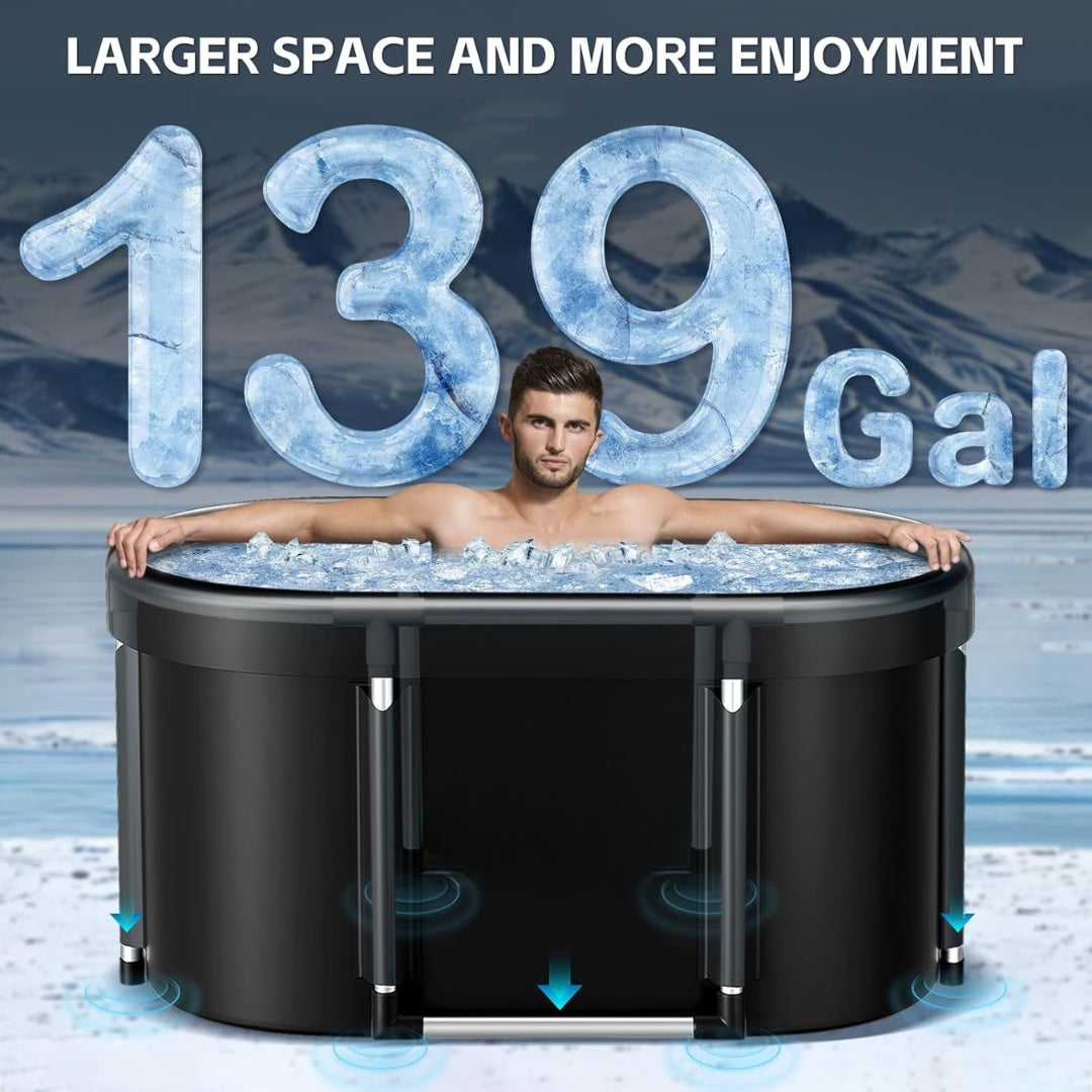New Upgrade XL 139-Gallon Oval Ice Bath Tub 6-Layer Insulated Portable Cold Plunge for Athletes, Home Gym & Outdoor Recovery