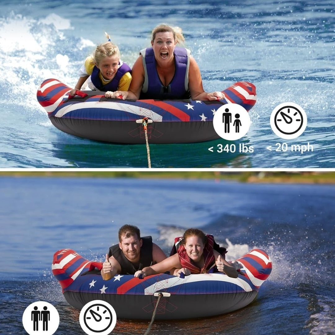 Towable Tubes for Boating 2-3 Person | Inflatable Boat Towables with Quick Connector & Safety Wings