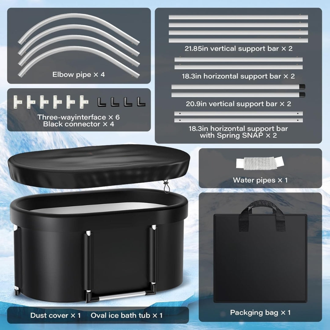 New Upgrade XL 139-Gallon Oval Ice Bath Tub 6-Layer Insulated Portable Cold Plunge for Athletes, Home Gym & Outdoor Recovery