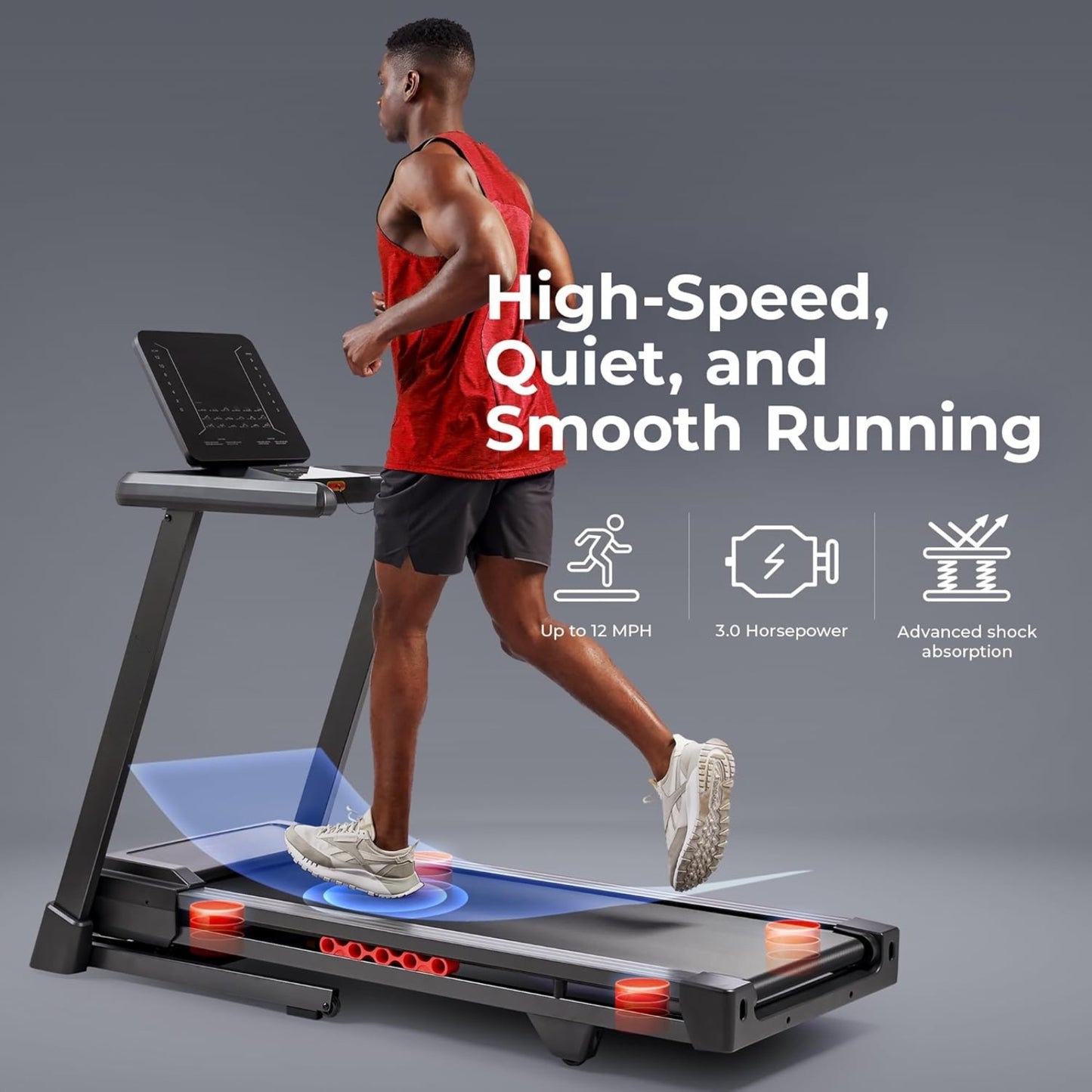 Smart Heavy-Duty Auto Incline Treadmill with 20" Running Deck, 15 Levels, SunnyFit App & 12 MPH