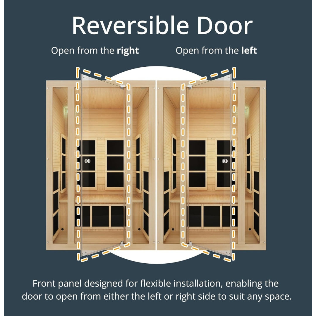 Joyous 2-Person Infrared Sauna with Low EMF, Light Therapy & Bluetooth – Indoor Luxury Spa