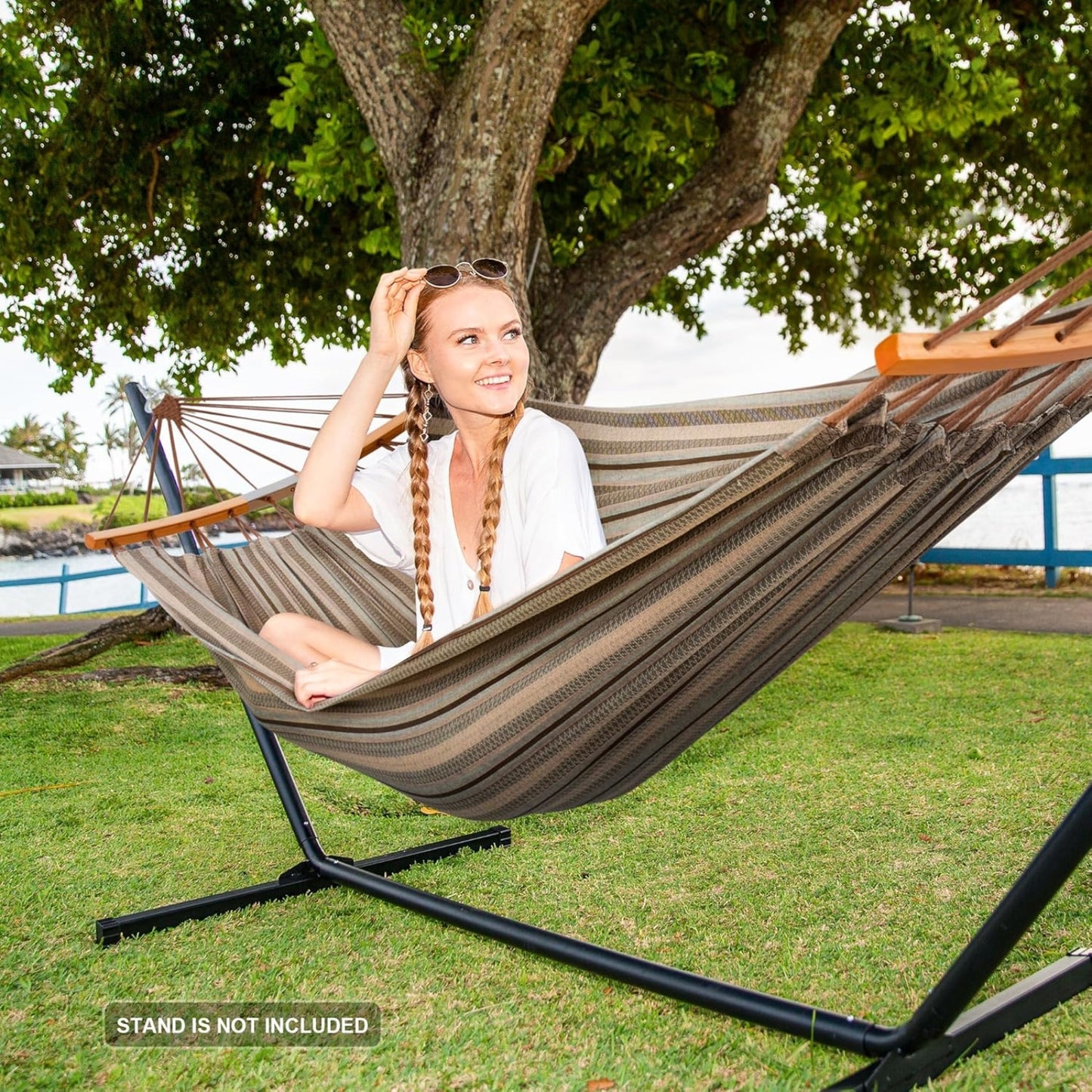Double Hammock with Curved Spreader Bar – Portable Outdoor Camping Hammock for 2, Max 450lbs
