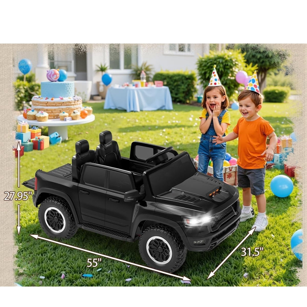 24V Ride On Truck for Big Kids | Licensed RAM 1500 RHO 2-Seater Electric Car w/Remote, Bluetooth & L