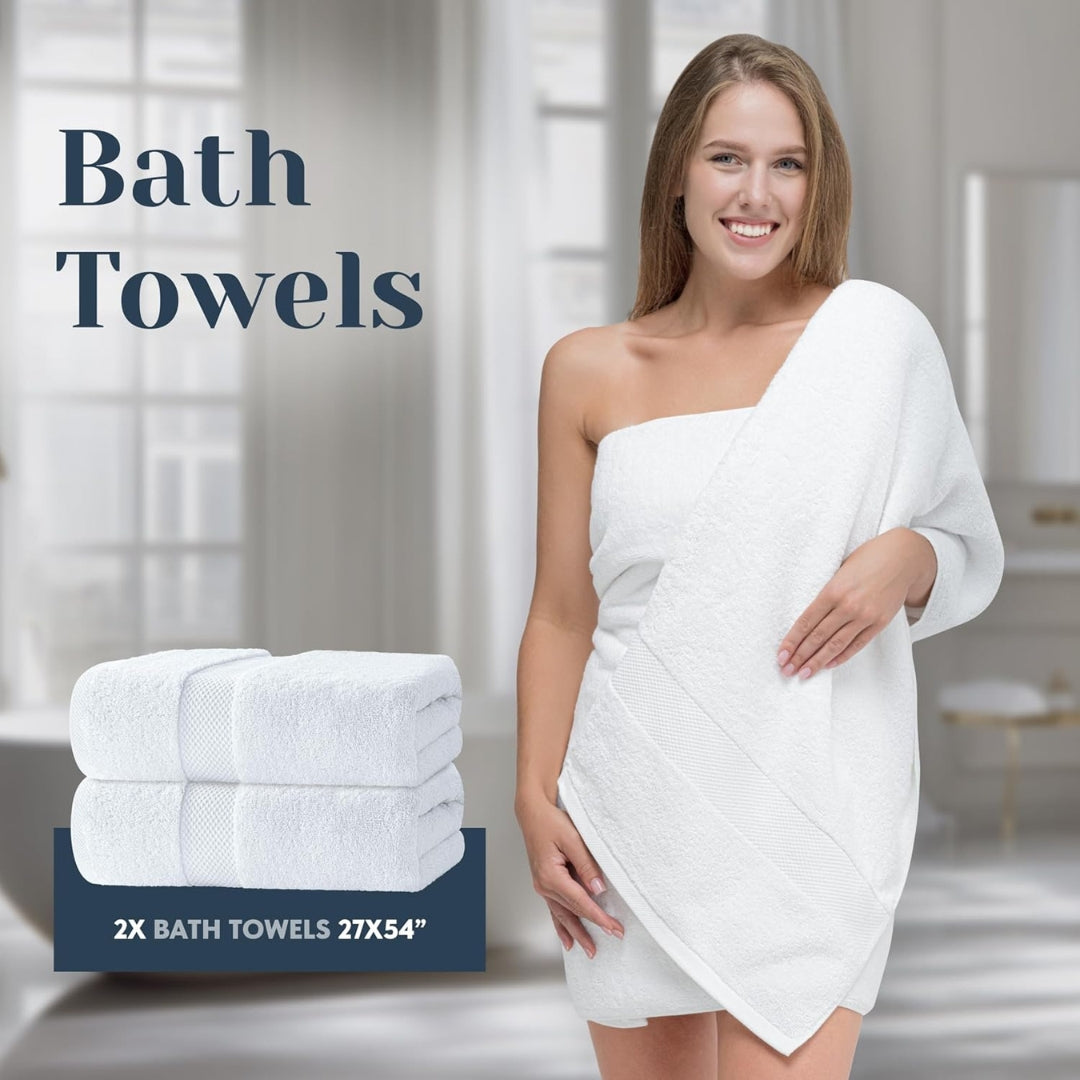 Luxury 8-Piece White Bath Towel Set | 100% Turkish Cotton 700 GSM | Soft, Absorbent & Quick Dry